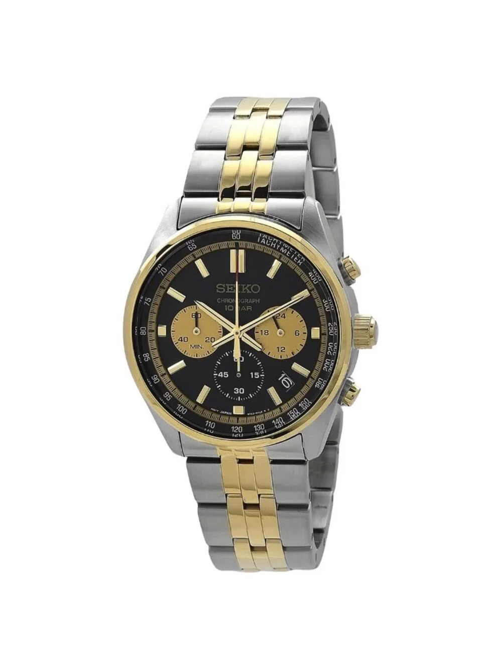 NWT Seiko Chronograph Quartz Black Dial Men's Watch